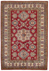 5x7 Red and Ivory Kazak Tribal Rug