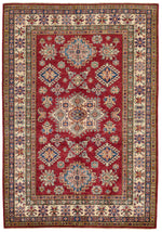 5x7 Red and Ivory Kazak Tribal Rug