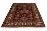 5x7 Red and Ivory Kazak Tribal Rug