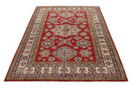 5x7 Red and Ivory Kazak Tribal Rug