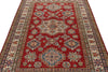 5x7 Red and Ivory Kazak Tribal Rug