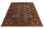 5x7 Gray and Red Kazak Tribal Rug