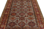 5x7 Gray and Red Kazak Tribal Rug