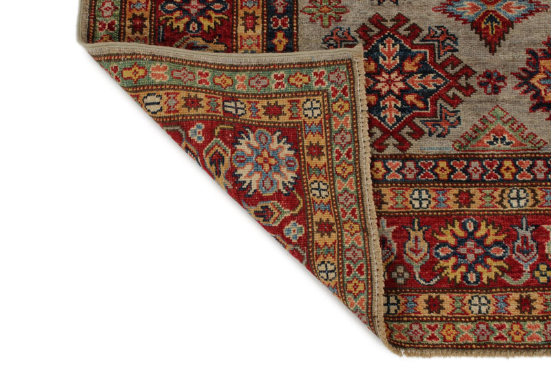5x7 Gray and Red Kazak Tribal Rug