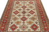 5x7 Ivory and Red Kazak Tribal Rug