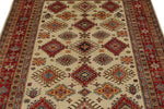 5x7 Ivory and Red Kazak Tribal Rug
