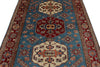 5x7 Blue and Burgundy Kazak Tribal Rug