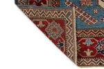 5x7 Blue and Burgundy Kazak Tribal Rug