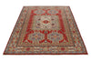 5x7 Red and Ivory Kazak Tribal Rug