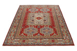 5x7 Red and Ivory Kazak Tribal Rug