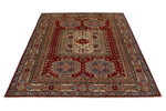 5x7 Red and Ivory Kazak Tribal Rug