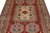 5x7 Red and Ivory Kazak Tribal Rug