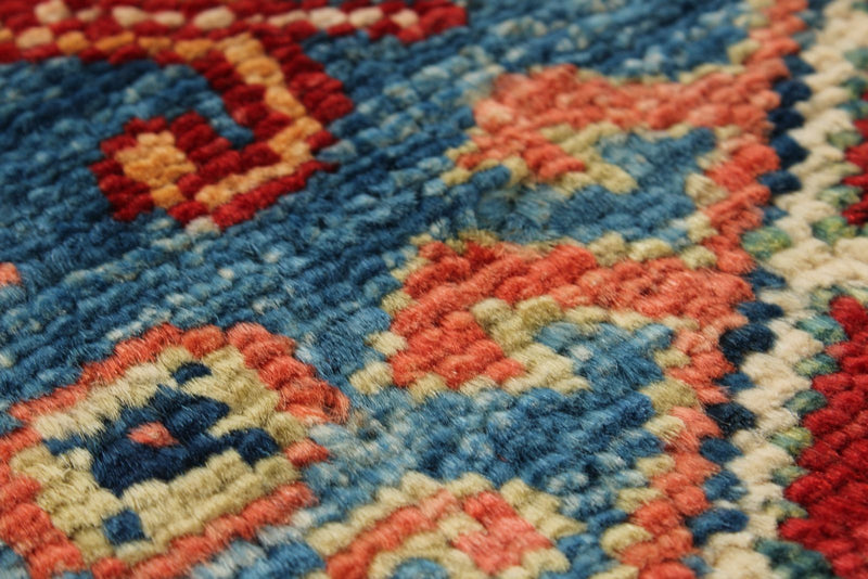 5x7 Red and Ivory Kazak Tribal Rug