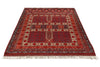 5x7 Ivory and Burgundy Turkish Tribal Rug