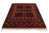 5x7 Ivory and Burgundy Turkish Tribal Rug