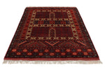 5x7 Ivory and Burgundy Turkish Tribal Rug