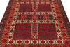 5x7 Ivory and Burgundy Turkish Tribal Rug