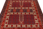 5x7 Ivory and Burgundy Turkish Tribal Rug