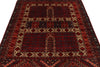 5x7 Ivory and Burgundy Turkish Tribal Rug