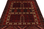 5x7 Ivory and Burgundy Turkish Tribal Rug
