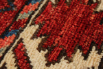 5x7 Ivory and Burgundy Turkish Tribal Rug
