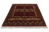 5x7 Ivory and Burgundy Turkish Tribal Rug