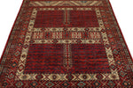 5x7 Ivory and Burgundy Turkish Tribal Rug