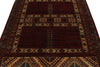 5x7 Ivory and Burgundy Turkish Tribal Rug