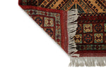 5x7 Ivory and Burgundy Turkish Tribal Rug