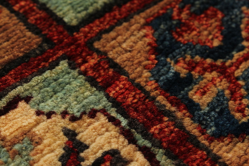 5x7 Ivory and Burgundy Turkish Tribal Rug