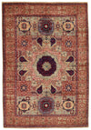 5x7 Beige and Ivory Turkish Tribal Rug
