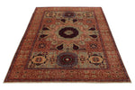 5x7 Beige and Ivory Turkish Tribal Rug