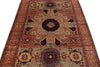 5x7 Beige and Ivory Turkish Tribal Rug