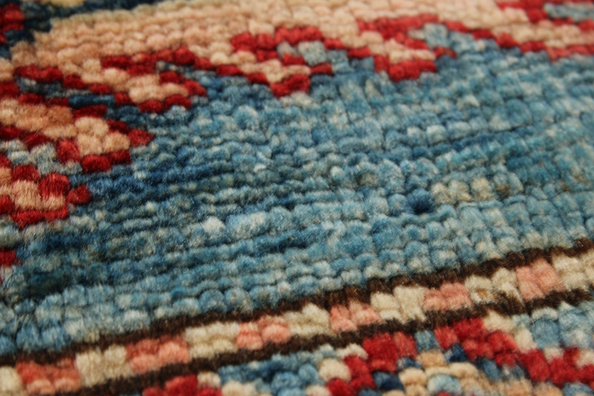 5x6 Blue and Ivory Kazak Tribal Rug
