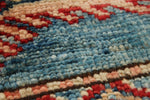 5x6 Blue and Ivory Kazak Tribal Rug