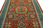 6x8 Burgundy and Blue Turkish Tribal Rug