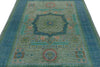 6x8 Green and Blue Turkish Tribal Rug