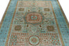 6x8 Gray and Blue Turkish Tribal Rug
