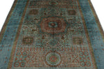 6x8 Gray and Blue Turkish Tribal Rug