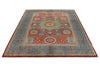 6x8 Burgundy and Blue Turkish Tribal Rug