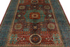 6x8 Burgundy and Blue Turkish Tribal Rug