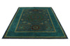6x8 Blue and Green Turkish Tribal Rug