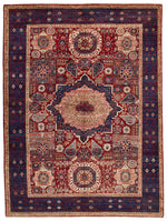 5x7 Red and Navy Turkish Tribal Rug