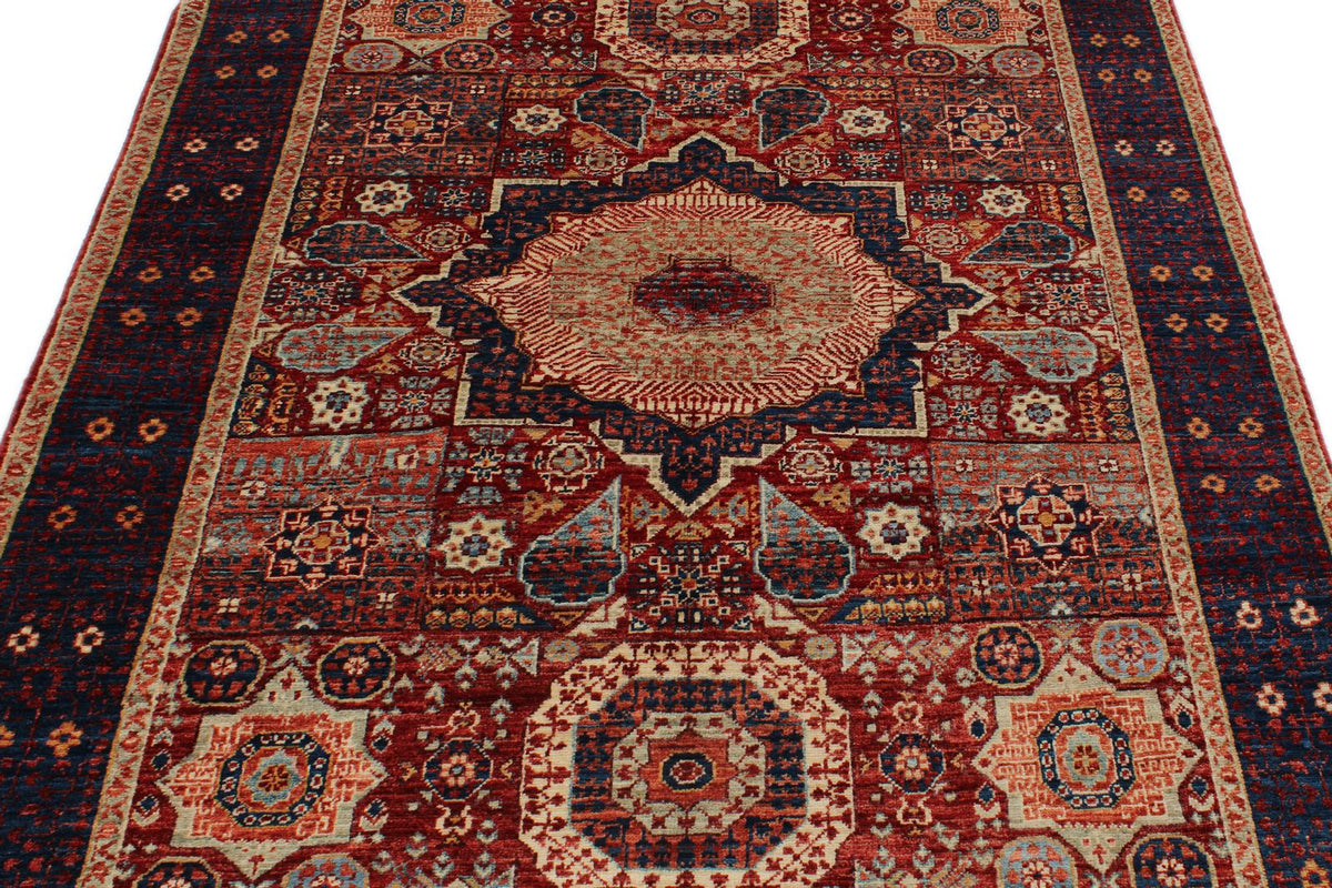 5x7 Red and Navy Turkish Tribal Rug