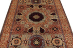5x7 Ivory and Beige Turkish Tribal Rug