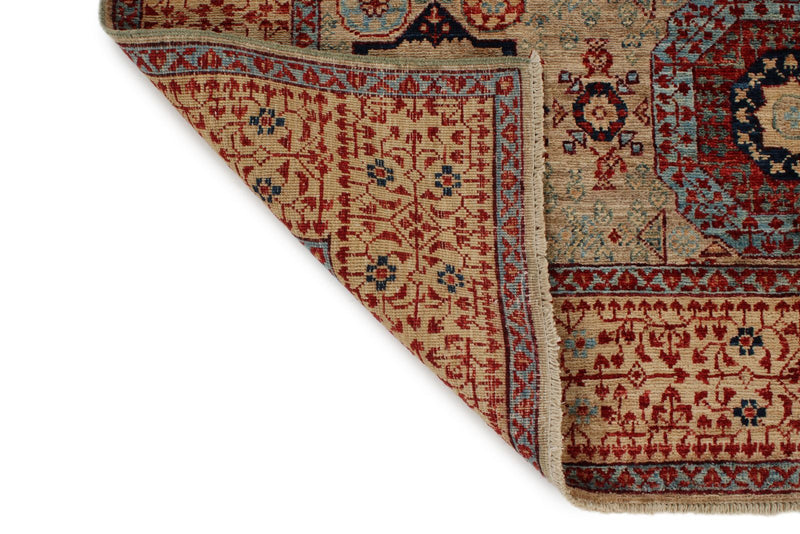 5x7 Ivory and Beige Turkish Tribal Rug