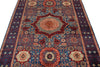 5x7 Multicolor and Navy Turkish Tribal Rug