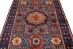 5x7 Multicolor and Navy Turkish Tribal Rug