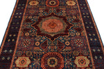 5x7 Multicolor and Navy Turkish Tribal Rug