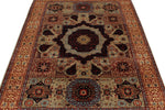 5x7 Ivory and Beige Turkish Tribal Rug
